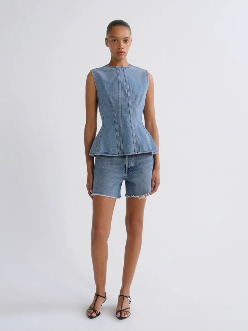 Agolde Parker Long Short In Skywave Size 27